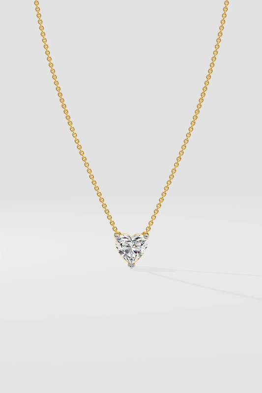 Heart diamond necklace in gold with lab-grown diamond – custom heart shaped solitaire necklace
