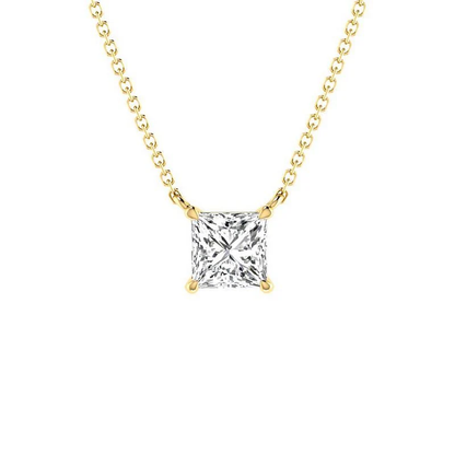 Princess cut diamond necklace in gold with lab-grown diamond – custom princess cut solitaire necklace