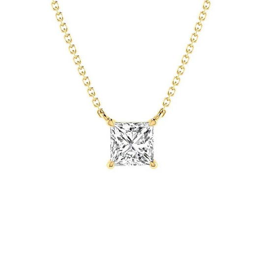 Princess cut diamond necklace in gold with lab-grown diamond – custom princess cut solitaire necklace