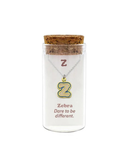 Initials necklace A–Z with matching studs in glass jar – personalized 925 silver jewelry