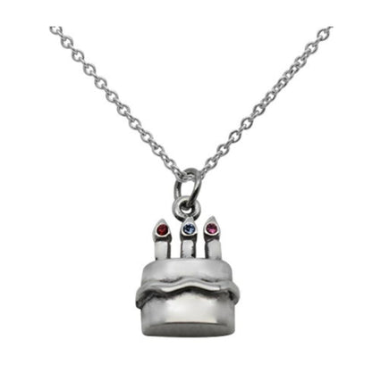 Close-up of cake pendant with "Happy Birthday" and quote 925 silver – detailed cute charm