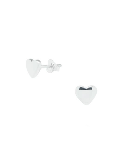 Close-up of heart stud earrings with hand-drawn birthday cake illustration 925 silver – detailed cute pair