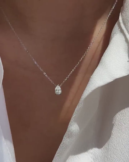 PEAR SOLITAIRE NECKLACE