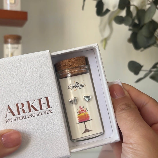 birthday heart studs