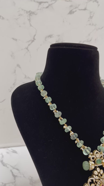 GREEN POLKI NECKLACE