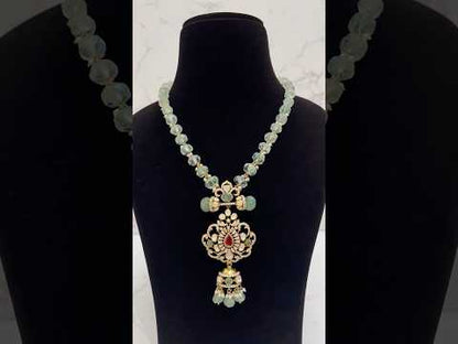 GREEN POLKI NECKLACE