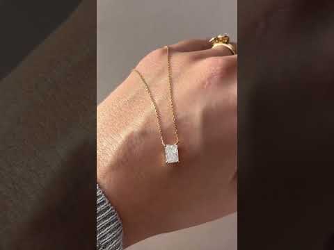 Radiant cut diamond necklace in gold with lab-grown diamond – custom radiant cut solitaire necklace