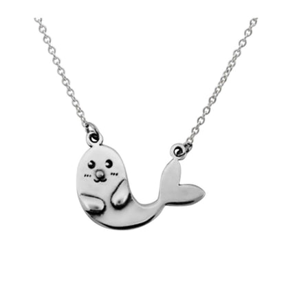 Close-up of seal pendant with pun message 925 silver – detailed cute seal charm