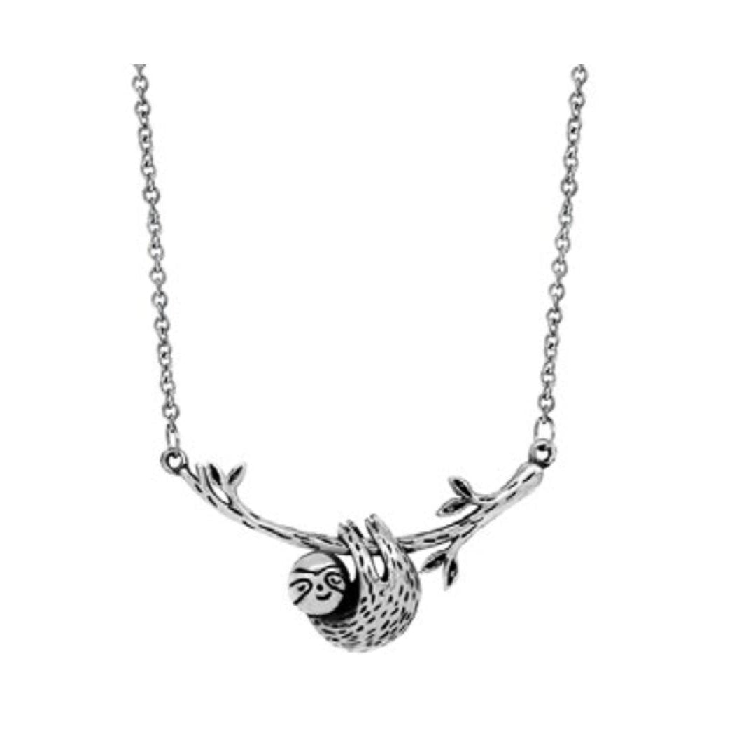 Close-up of sloth pendant with message 925 silver – detailed cute sloth charm