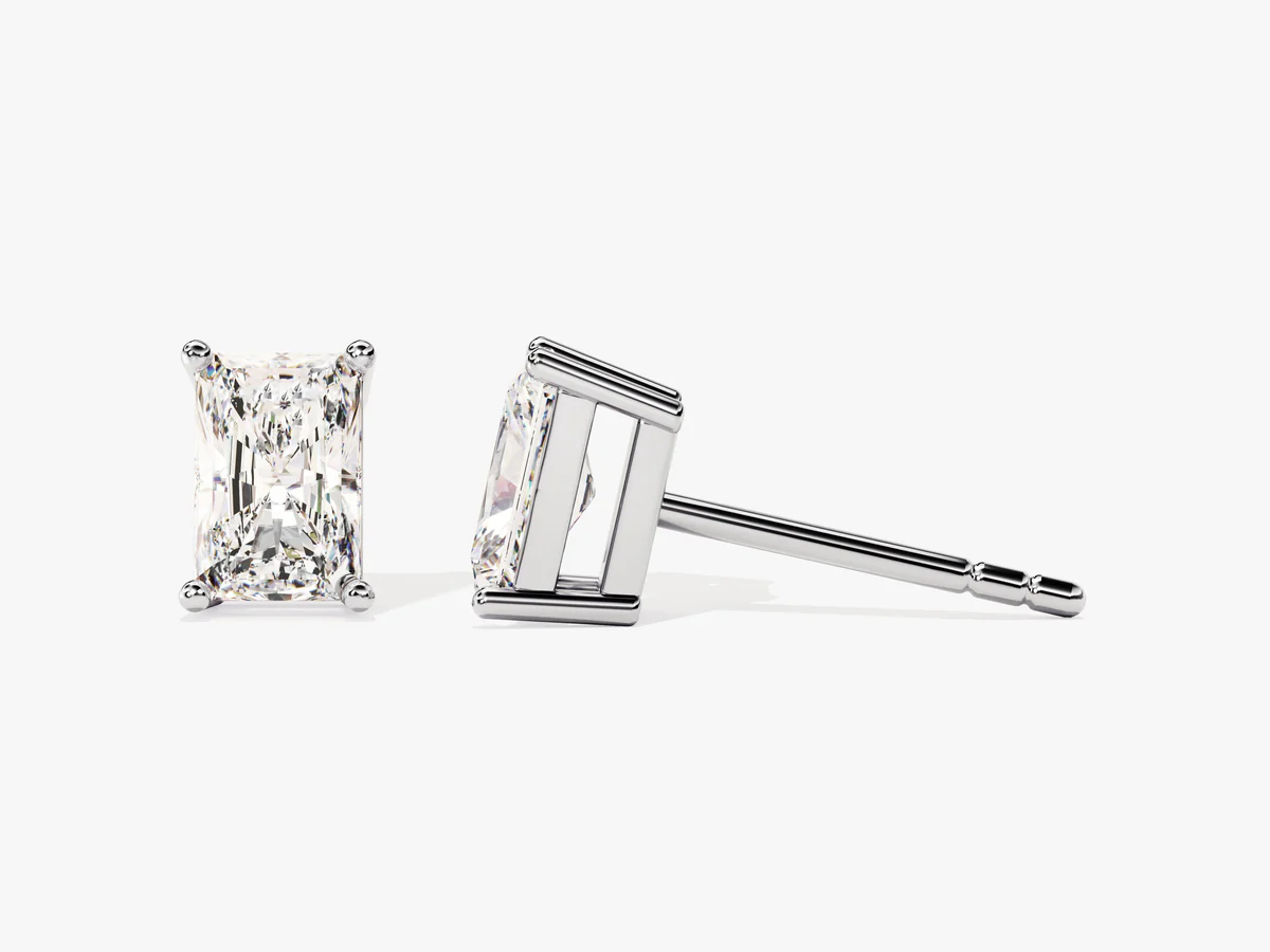 Diamond stud earrings on a white background